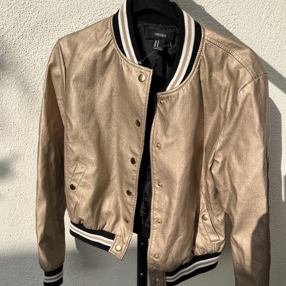 forever 21 Women Varsity Gold Jacket. size medium - Picture 1 of 2